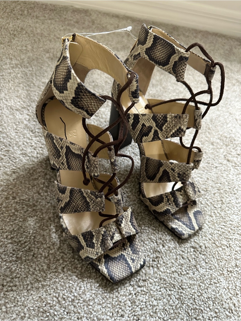 Banana Republic Python-Print Leather Block Heel Gladiator Sandals - Picture 3 of 11